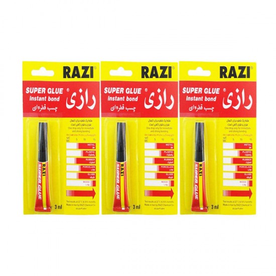 چسب قطره ای رازی مدل Super Glue حجم 3 میلی لیتر   